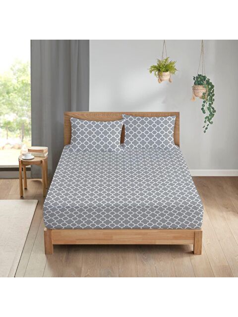 Evmila Geometrik Desen Baskılı Çift Kişilik 180x200 Çarşaf Takımı - S000124246-23173