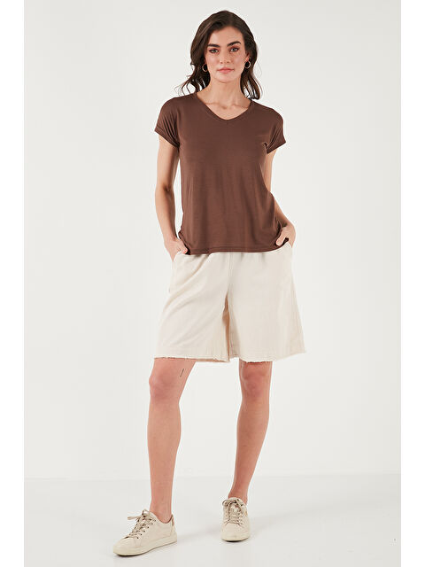 Lela Pamuklu Standart Fit Normal Bel Bağlamalı Cepli Şort 668Yp5326 - S000355469-25636