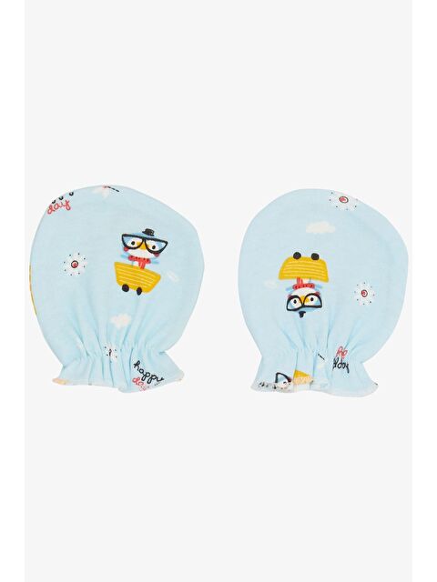 Breeze Yenidoğan Bebek Eldiven Gözlüklü Kuş Desenli Açık Mavi (7 X 9 Cm) - S000508412-17437