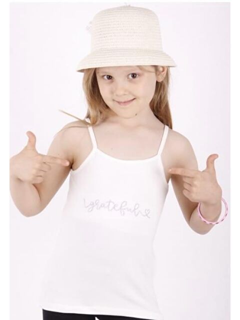 Toontoykids Kız Çocuk Grateful Nakışlı Atlet