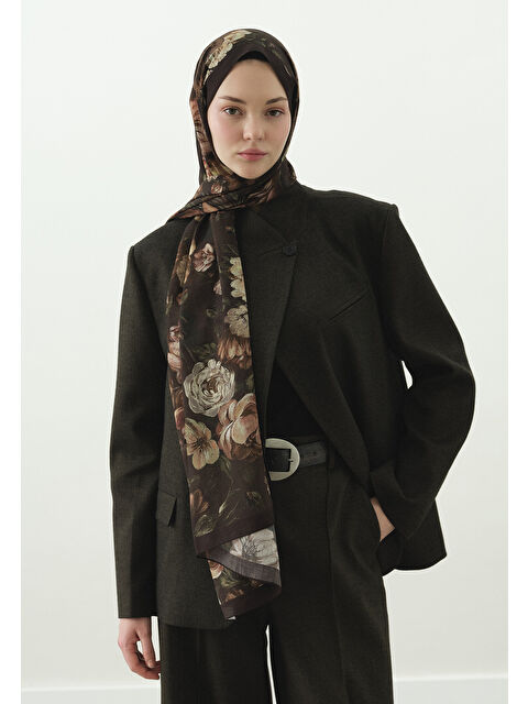 Fresh Scarfs ROSINE DESENLİ PAMUK VİSKON ŞAL KAHVE - S000514091-28102