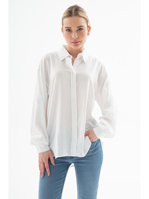 Fashion Friends Pamuklu Comfort Fit Önü Kısa Arkası Uzun Gömlek 25Y0051K1 - S000373432-20063