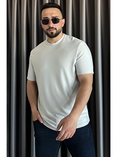 Mishar İtalia Kendinden Desenli Bisiklet Yaka Erkek Tişört - S000372931-20600