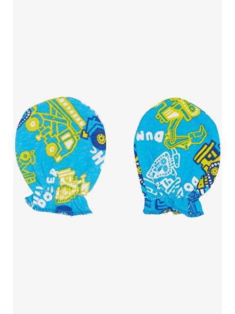 Breeze Yenidoğan Bebek Eldiven İş Makinası Baskılı Mavi (7 X 9 Cm) - S000508412-17234