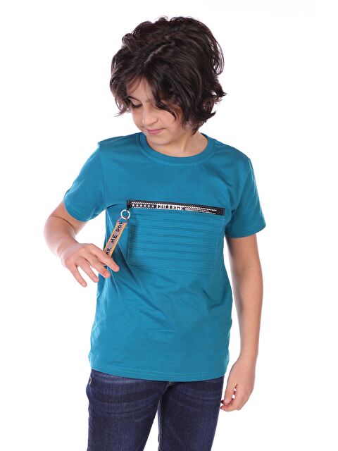 Toontoykids Erkek Çocuk Önü Süs Fermuarlı Kol Kısmı Arma Detaylı Tişört - S000417864-37399