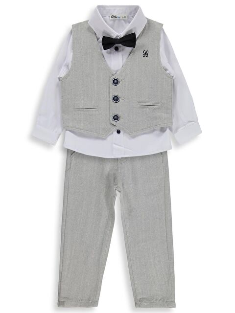 Civil Boys Yelekli 3'lü Keten 2-5 Yaş Takım - Gri 2-3 Yaş