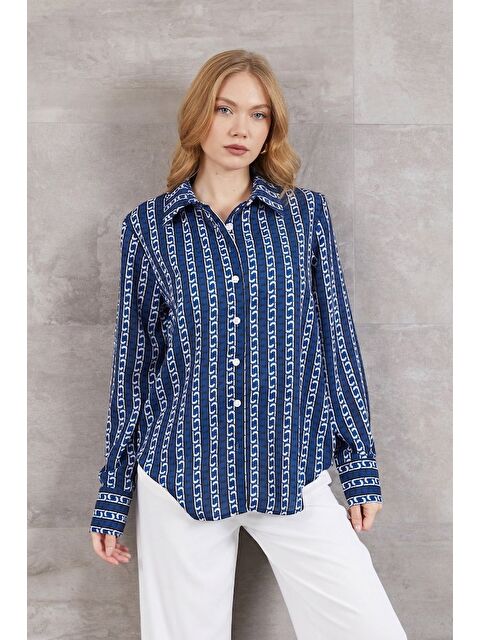 Fullamoda Çizgili Oversize Gömlek