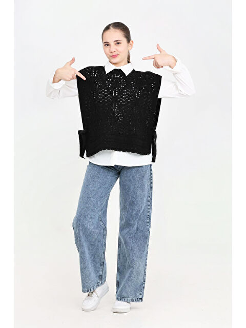 Modanino Kız Çocuk 3'lü Jean Takım (Pantolon+Gömlek+Triko Yelek) 5-15 Yaş 12545 - S000521335-19351