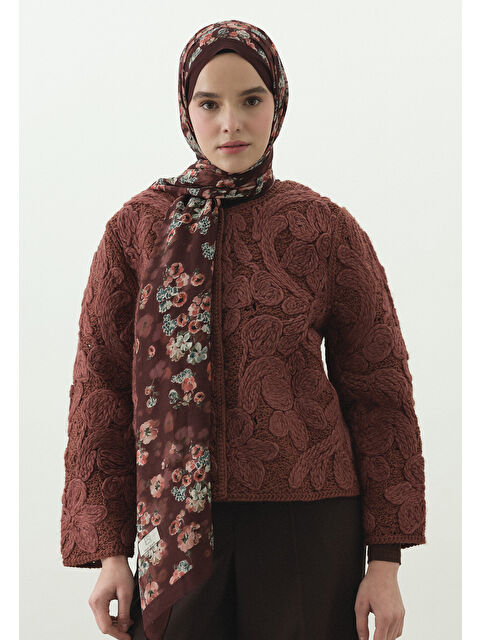 Fresh Scarfs SECRET PEARL DESENLİ PAMUK VİSKON ŞAL BORDO - S000514093-19951