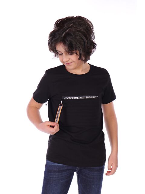 Toontoykids Erkek Çocuk Önü Süs Fermuarlı Kol Kısmı Arma Detaylı Tişört - S000417864-19351