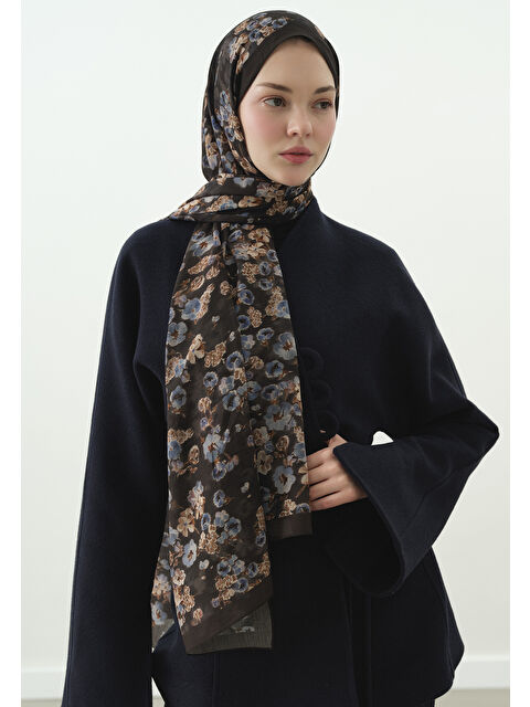 Fresh Scarfs SECRET PEARL DESENLİ PAMUK VİSKON ŞAL ANTRASİT - S000514093-29666