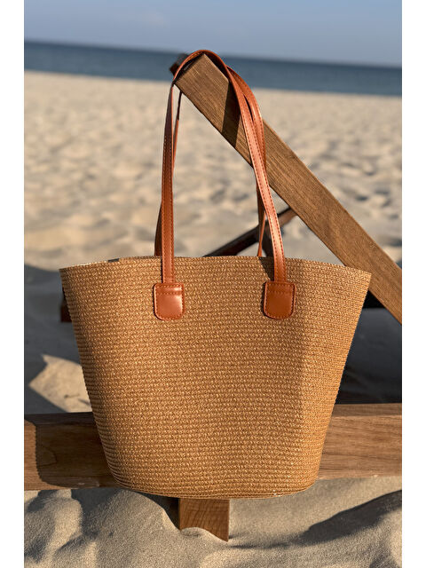 Remsa Mayo Hasır Çanta Plaj Çantası 025 Camel - S000402043-4557