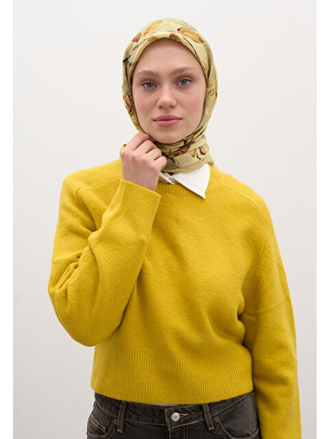 Fresh Scarfs Flower Rain Desen Pamuklu Viskon Eşarp Tatlı Sarı - S000458579-20072