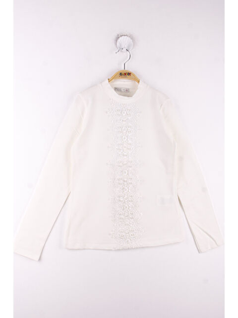 Toontoykids Kız Çocuk Önü Dantelli Okul Tişört