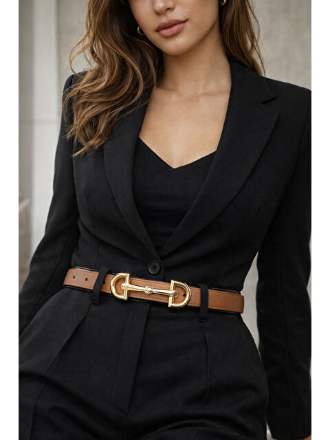 Luminos Butik Uzun Tokalı Kahve İnce Kadın Kemeri Ceket Kemeri, Gömlek Kemeri, Elbise Kemeri KMR001 KAHVERENGI - S000514097-37318