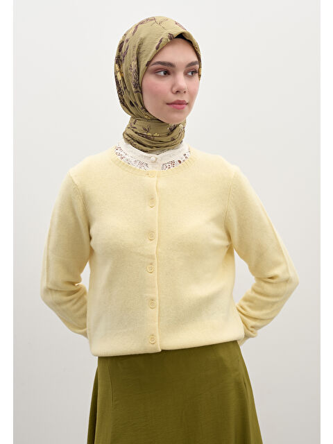 Fresh Scarfs Garden Joy Desen Pamuklu Viskon Eşarp Haki - S000458580-18547