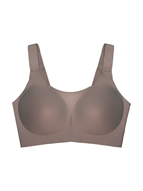 Cottonhill Seamless Bra - Forme | Kahverengi Lazer Kesim Dikişsiz Toparlayıcı Büyük Tüllü Beden Kadın Sütyen