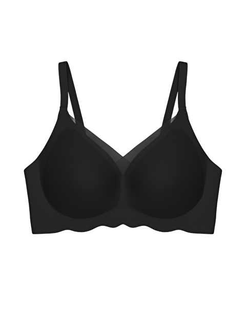 Cottonhill Seamless Bra - Touch | Siyah Lazer Kesim Dikişsiz Tül Ve Dalga Detaylı Balensiz Kadın Sütyen