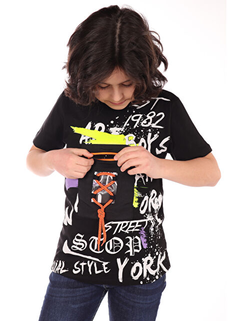 Toontoykids Erkek Çocuk Armalı Önü Yazı Baskılı Tişört - S000417865-19351