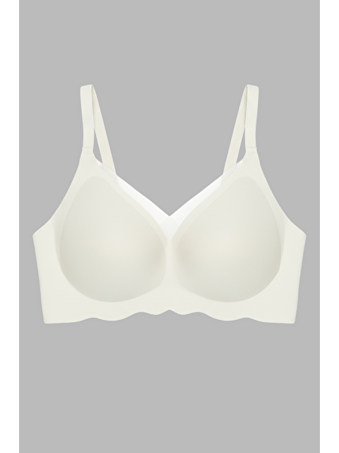 Cottonhill Seamless Bra - Touch | Krem Lazer Kesim Dikişsiz Tül Ve Dalga Detaylı Balensiz Kadın Sütyen