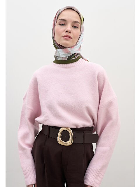 Fresh Scarfs Gardenıa Desen Pamuklu Viskon Eşarp Yeşil - S000458581-18194