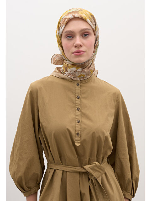 Fresh Scarfs Jasmıne Joy Desen Pamuklu Viskon Eşarp Bej - S000458582-19928