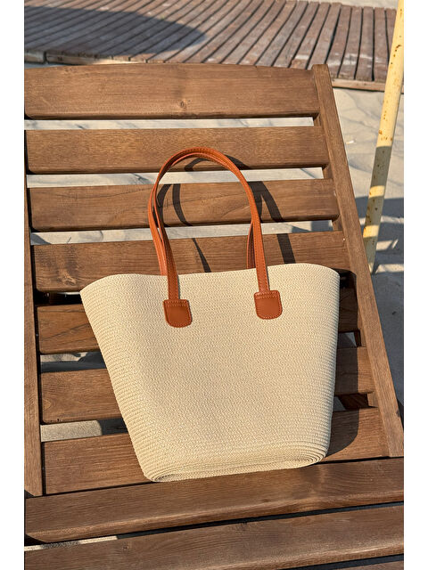 Remsa Mayo Hasır Çanta Plaj Çantası 025 Bej - S000402043-19928