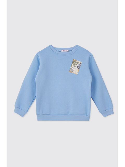 Panço Kız Çocuk Mavi Sweatshirt