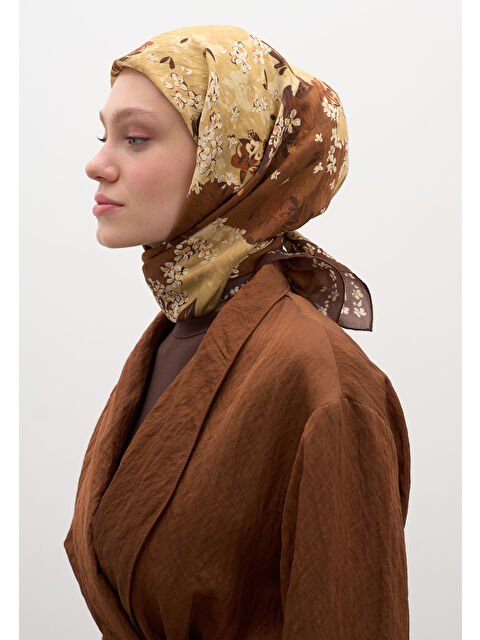Fresh Scarfs Tıny Plumerıa Desen Pamuklu Viskon Eşarp Kiremit - S000458584-18657