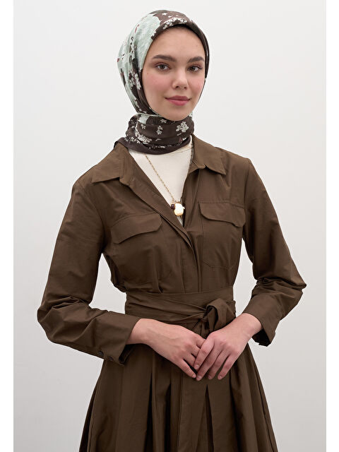 Fresh Scarfs Tıny Plumerıa Desen Pamuklu Viskon Eşarp Tozlu Kahve - S000458584-19413