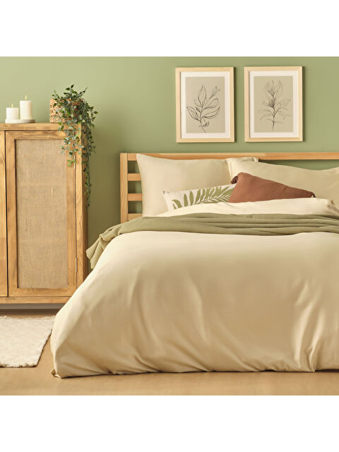 Bella Maison %100 Pamuk Saten Supreme Basic Super King Size Nevresim Seti Bej (260x240 cm) - S000393700-19928