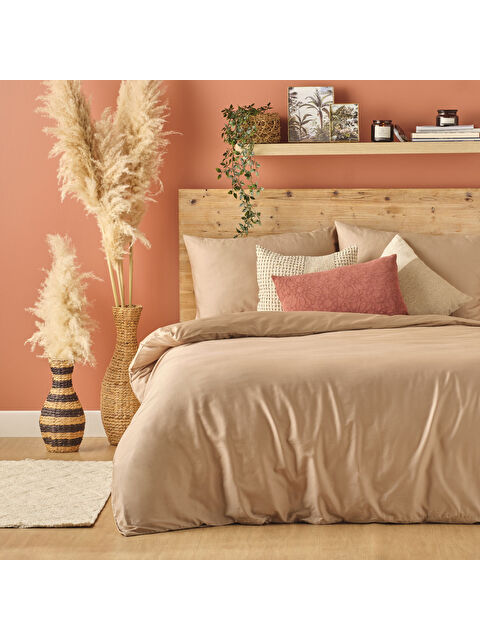 Bella Maison %100 Pamuk Saten Supreme Basic Super King Size Nevresim Seti Vizon (260x240 cm) - S000393704-26429