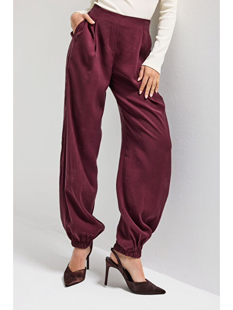 It's Basic Kadın Bordo s6-35 Baggy Jogger Bol Kesim Pantolon