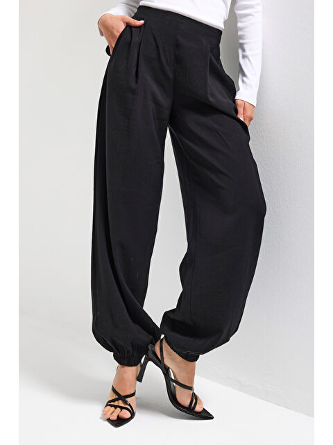 It's Basic Kadın Siyah s6-1 Baggy Jogger Bol Kesim Pantolon