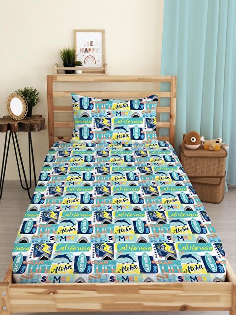 Evmila Çocuk Desenli Baskılı Tek Kişilik Lastikli Çarşaf Seti - S000123735-23173