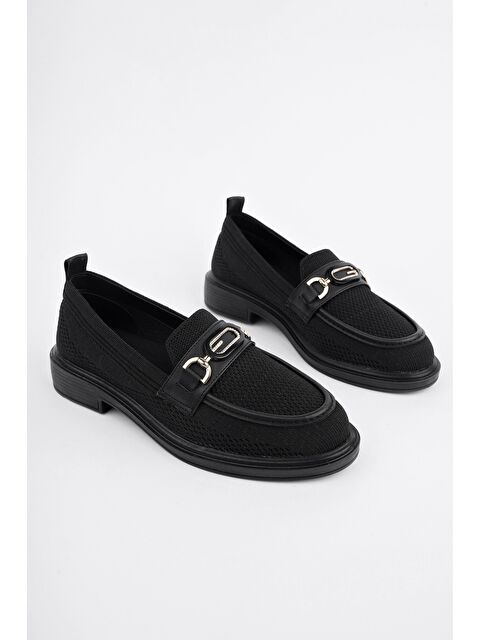 Muggo SAKURA Metal Tokalı Triko Kadın Loafer Günlük Makosen Ayakkabı - S000352477-19351