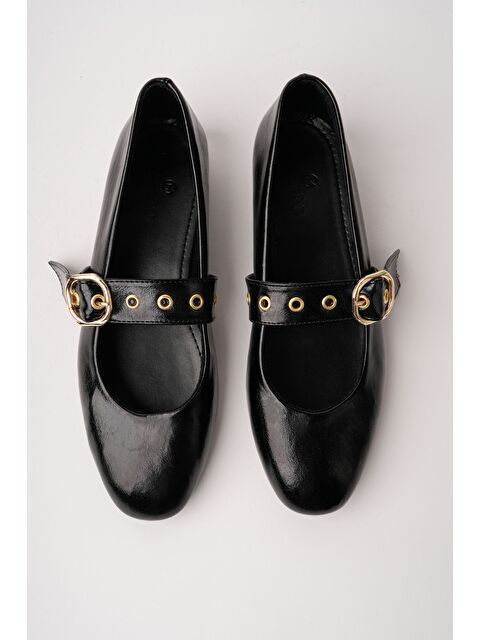 Muggo DAİSİE Gold Tokalı Kemerli Kadın Babet Ayakkabı - S000513785-19351