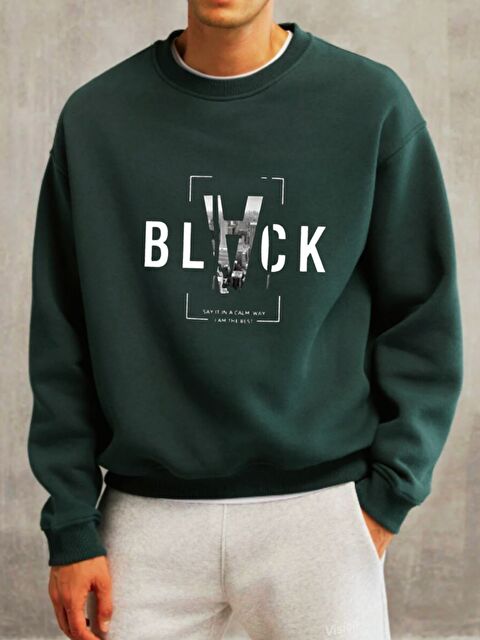 Trendseninle Nefti Black Baskılı Bisiklet Yaka Sweatshirt - S000492729-19416