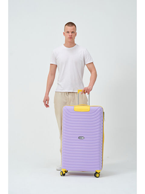 Keo Plus Büyük Boy Lila-Sarı PP Valiz - S000401183-37366