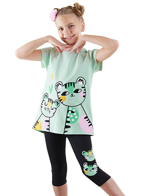 Denokids Puanlı Kaplan Kız Çocuk Tişört Tayt Takım - S000346897-19351