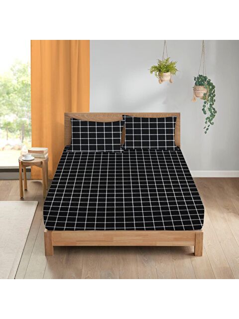 Evmila Kare Desen Baskılı Çift Kişilik 180x200 Çarşaf Takımı - S000124247-23173