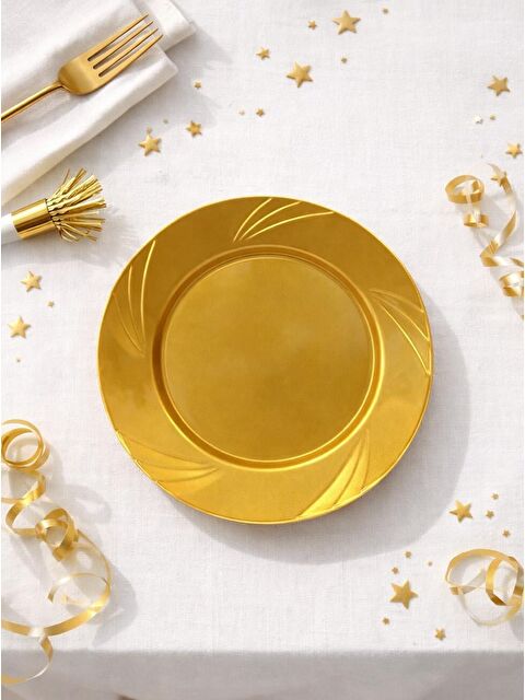 Parti Adresi Lüks Plastik Mika Tabak 6'lı 23 Cm Gold - S000530870-20076