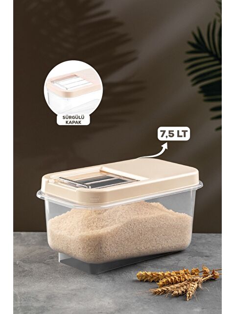 Meleni Home Multibox Bakliyat Saklama Kabı Kayar Kapaklı Erzak Saklama Kabı Un Kabı Krem - S000387470-19966