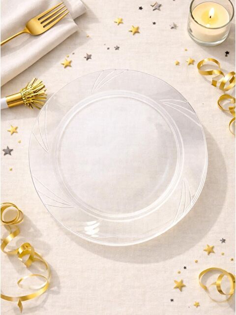 Parti Adresi Lüks Plastik Mika Tabak Şeffaf 26 Cm 6'lı - S000530871-26865