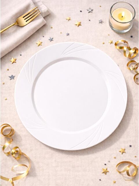 Parti Adresi Lüks Plastik Mika Tabak 6'lı 26 Cm Beyaz - S000530875-20063