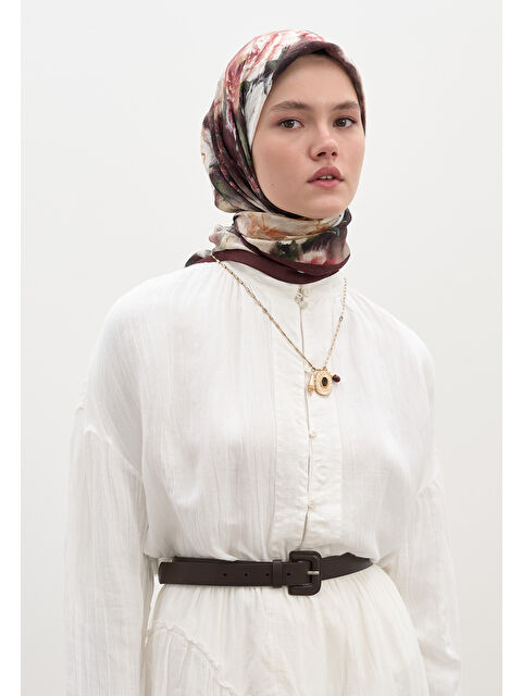 Fresh Scarfs Vıntage Rose Desen Pamuklu Viskon Eşarp Bordo - S000458585-19951