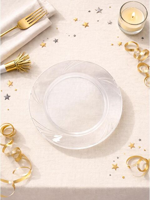 Parti Adresi Lüks Plastik Mika Tabak 6'lı 23 Cm Şeffaf - S000530880-26865