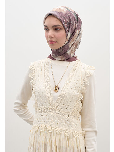 Fresh Scarfs Vıntage Rose Desen Pamuklu Viskon Eşarp Gülkurusu - S000458585-20028