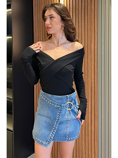 Gülseli Ön Çapraz Detaylı Kadın Kaşkorse Bluz - S000324598-19351