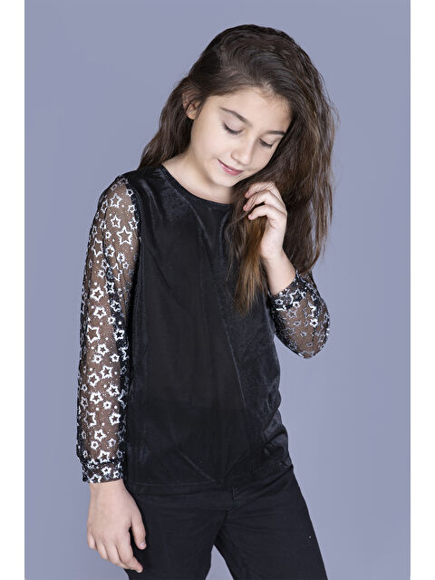 Toontoykids Kız Çocuk Kolları Yıldızlı Tişört